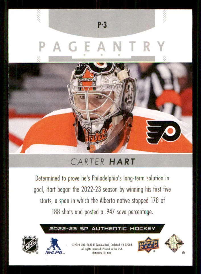 2022-23 SP Authentic Pageantry #P3 Carter Hart - Image 2 of 2