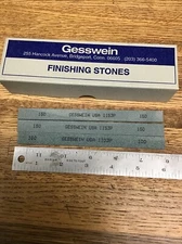 Lot Of 3 Assorted Gesswein Finishing Stones Blue OIL STONE 1 @ 100  2 @ 150