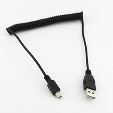 1x USB 2.0 A Male to Mini B 5 Pin Male Plug Spiral Coiled Connector Cable Cord