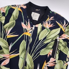 Zara Trf Floral Bomber Jacket Women Size S Zip Up Soft Colorful Satin Pockets