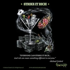 Strike It Rich by Michael Godard Art Print Gamble Dice Martini Bar Poster 12x12