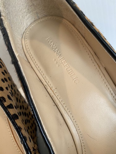 Women’s Leopard Calf Hair Leather Wedge Heel Pumps Sz 7 BANANA REPUBLIC Used - Picture 9 of 10