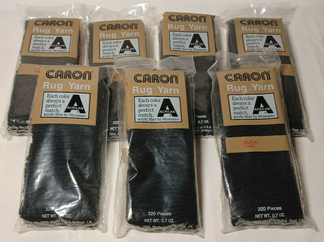 Caron Latch Hook Rug Yarn Black Color #0144 (320 Pieces/Bag) 7 bags Free Ship