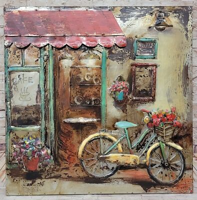 Built Solid and Ready to Hang Bistro Restaurant Large 32 by 32 Inches Artwork NR