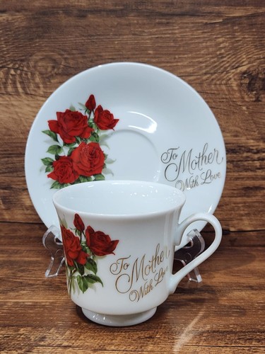 VGC: VINTAGE SAJI MADE IN JAPAN - FINE CHINA TEA CUP AND SAUCER SET - TO MOTHER