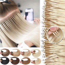 NANO RING Russian 100 Remy Human Hair Extensions Thick Micro Loop Tip Blonde US