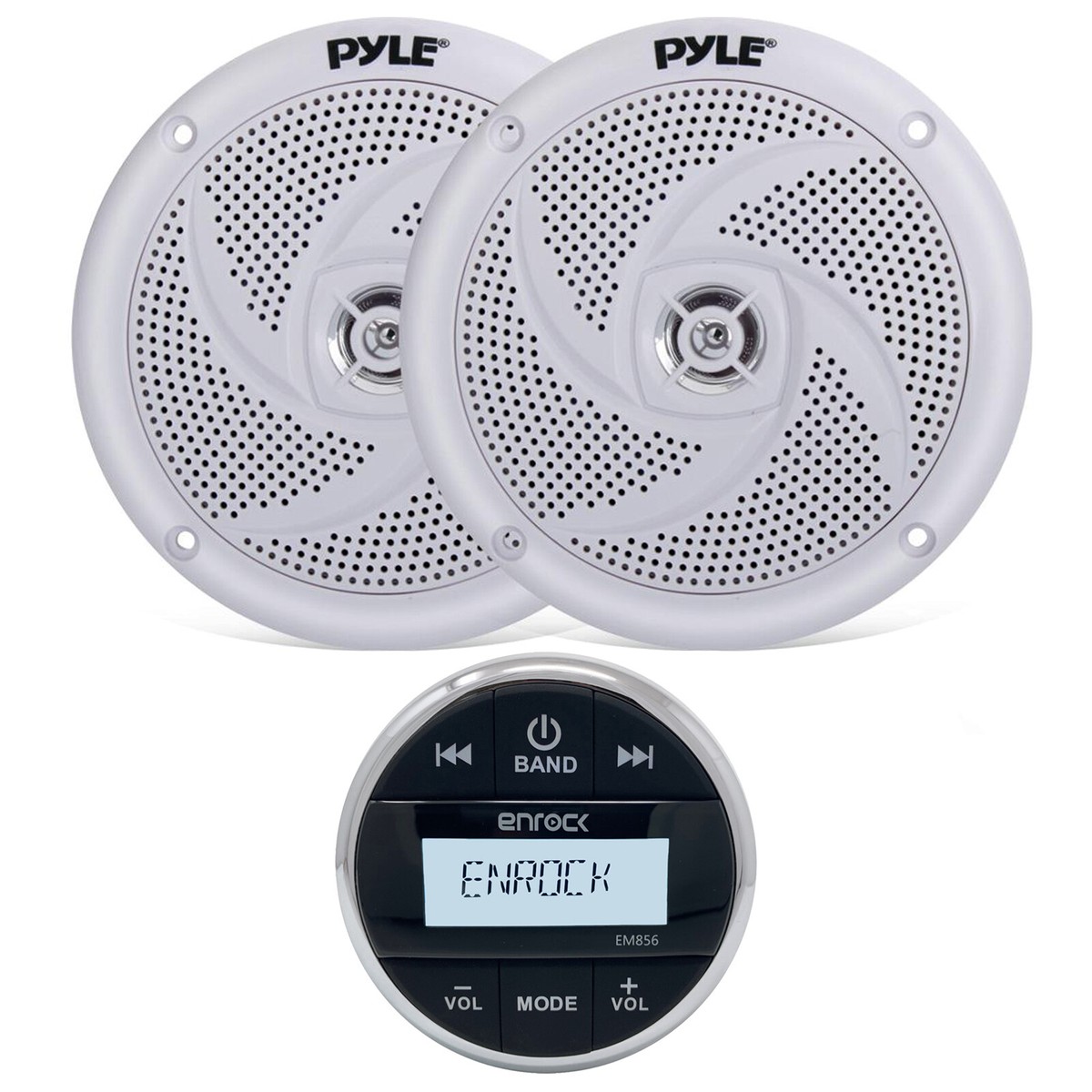 Enrock Gauge Digital Media Receiver, 2x Pyle 180W Marine