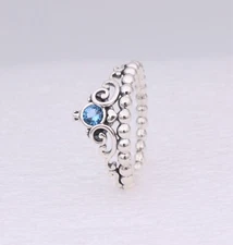 Size 7/54 Authentic PANDORA Disney Cinderella Blue Tiara Ring #199191C01 w/ BOX