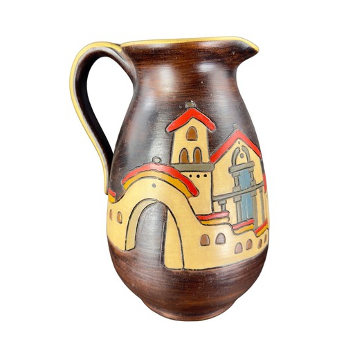 Vintage Peruvian Pueblo Pottery Pitcher Artist Signed Luis Salas Hand Made VTG