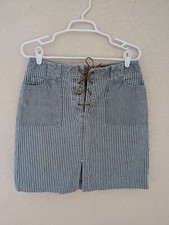 Vintage Faded Glory Striped Denim Skirt with Ties size 8 90s Y2K