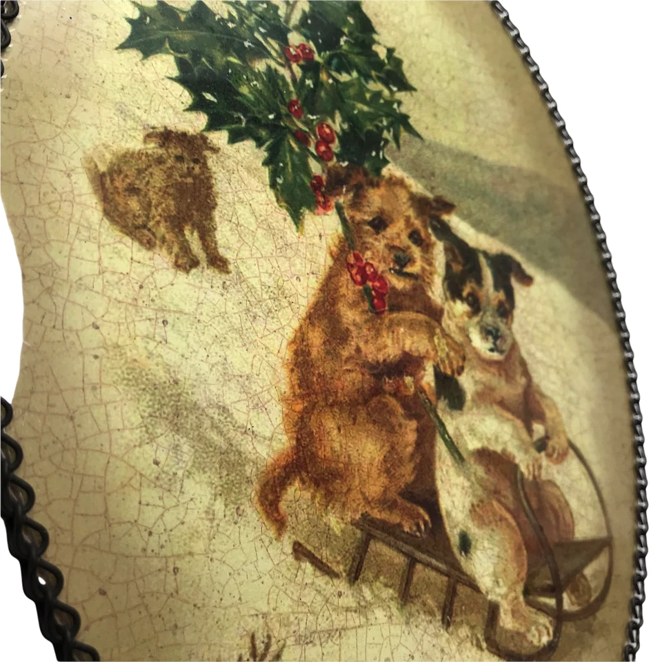 Decoração de férias cães círculo redondo impressão parede pendurada - Imagem 2 de 4