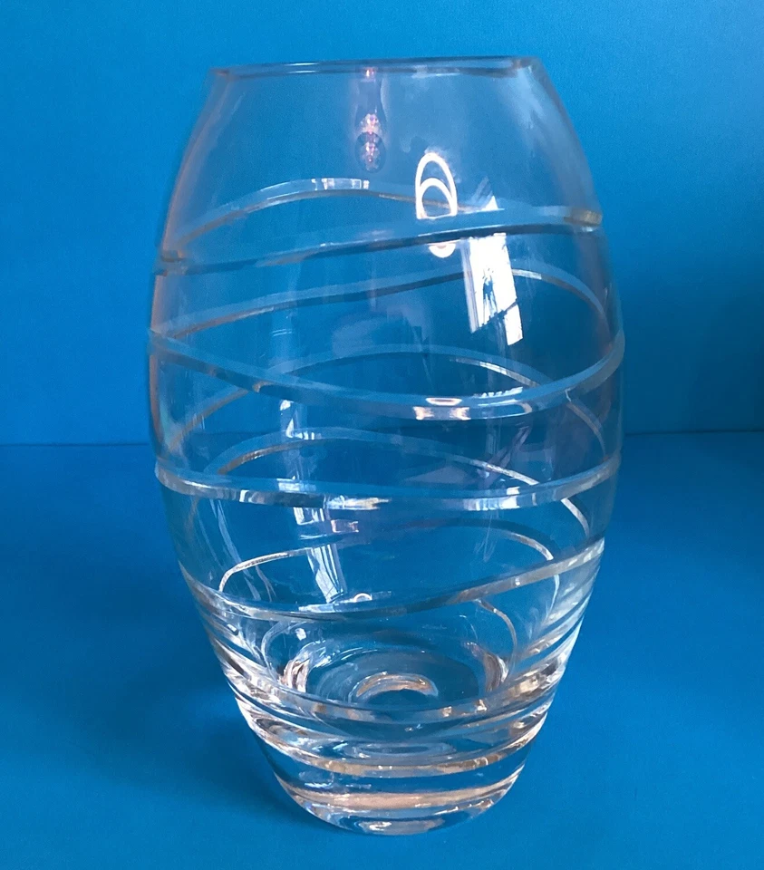 Jarrón de cristal LSA International hecho a mano soplado a boca en Polonia remolino 8" de alto Foto 3 de 4