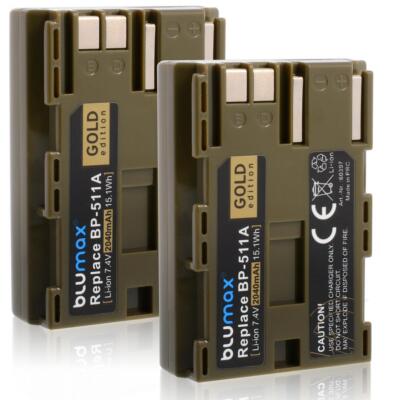 2x Blumax Akku für Canon BP-511  EOS 50D D60 MV700 750 2040 mAh (7,2V)