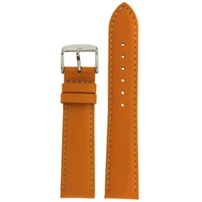 Watch Band Strap Orange With White Stitching Soft Flexible Leather 16mm - 24mm