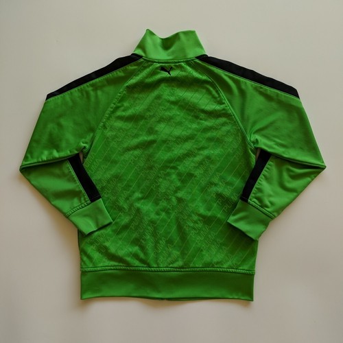 Puma Full Zip Track Jacket Youth Boys Size S Green Black Classic Warm Up Pockets - Picture 2 of 17