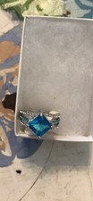  Beautiful square blue CZ ring size 7 with tags