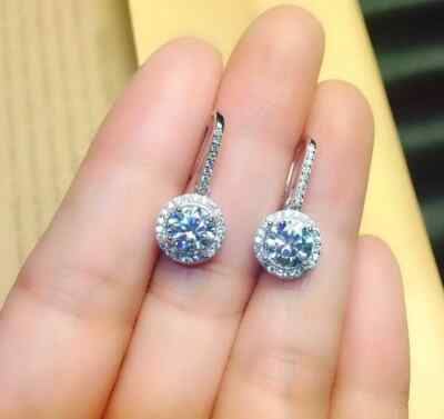 2.50Ct Lab Created Round Diamond Drop Dangle earring 14k White Gold Finish