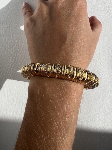 "Bracciale Braccialetto Camrose & Kross Jacky Kennedy Cristalli Tono Oro 7"" - Foto 3 di 7