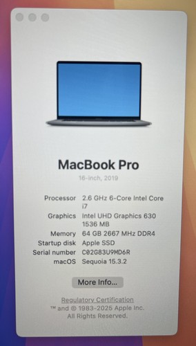 Apple MacBook Pro A2141 2019 16" Core i7-9750H 2.6GHz 6-Core 1TB / 64GB - AT01 - Afbeelding 7 van 12