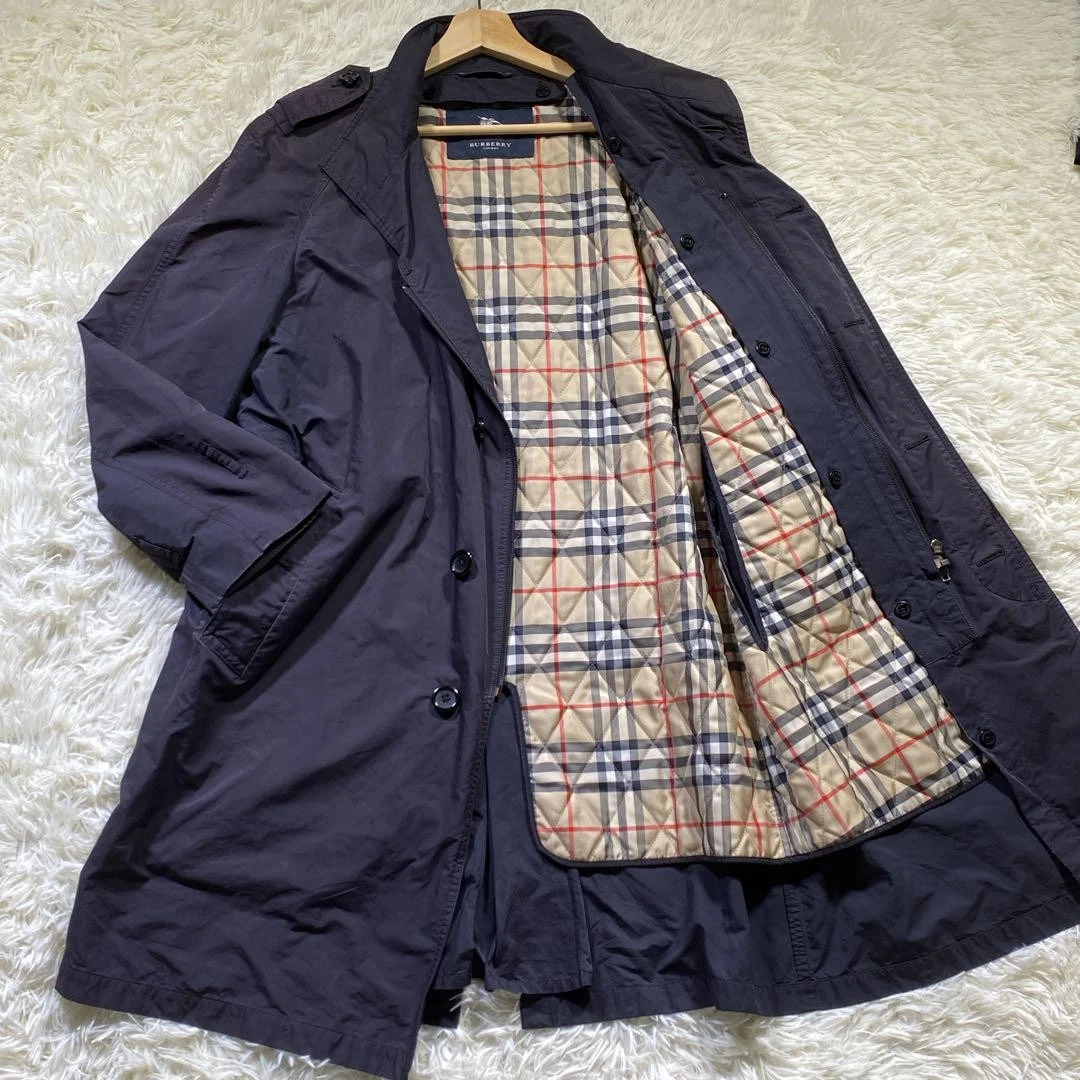 Burberry London Balmacaan Coat with Liner and Padded Insulation[M/Black] From JP