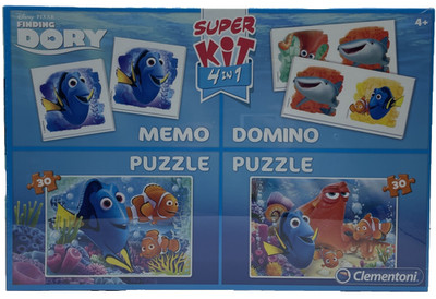 Findet Dory - Super Kit 4in1 Memo - Domino - 2x Puzzle 30 Teile - CLEMENTONI