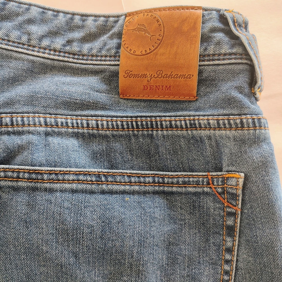 Pantalones de mezclilla Tommy Bahama para hombre 38x32 Sand Drifter azul auténtico pierna recta Foto 2 de 4