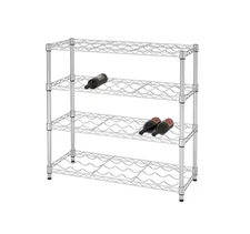 TRINITY Wine Rack Chrome 36-Bottle 4-Tier Stackable Floor Stand 150lbs Capacity