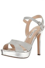 Nina Shara Platform Evening Sandals, Women's Size 8 Silver Glitter