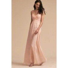 BHLDN Bridgette Chiffon Maxi Bridesmaid Dress Gown in Pink Blush, Size L