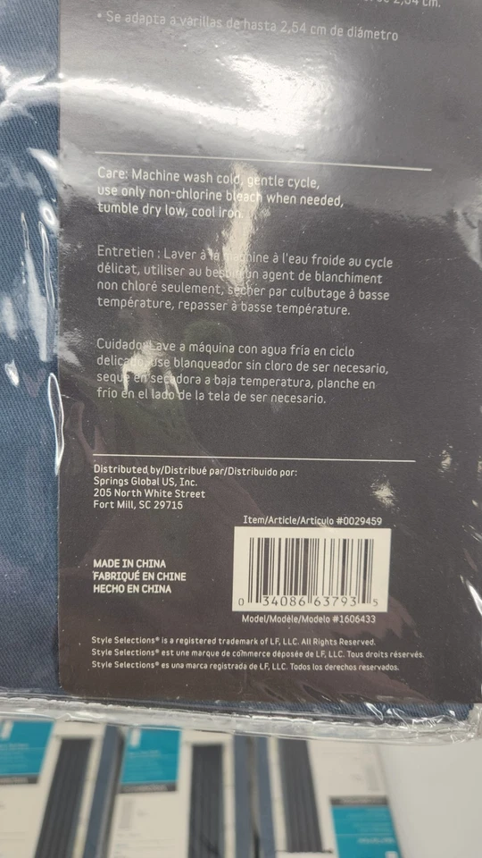 Lot of 6 Style Selections Bernard Blue Back Tab Curtain Panel 63"x40" - Image 4 of 4