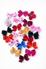 Lot 20 Dog Hair Bows Yorkie Small Dog Grooming Bows Rubber Bands Grosgrain