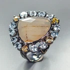 Gemstone ring Natural Agate Ring 925 Sterling Silver Size 7.5 /R460221