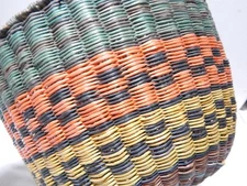 VINTAGE HOPI INDIAN WICKER PEACH BASKET - XLNT COLOR AND DESIGN - MINT !