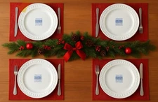 Fapor DELMAR WHITE  6- Set Dinner  11”Plates  Dots  Portugal New