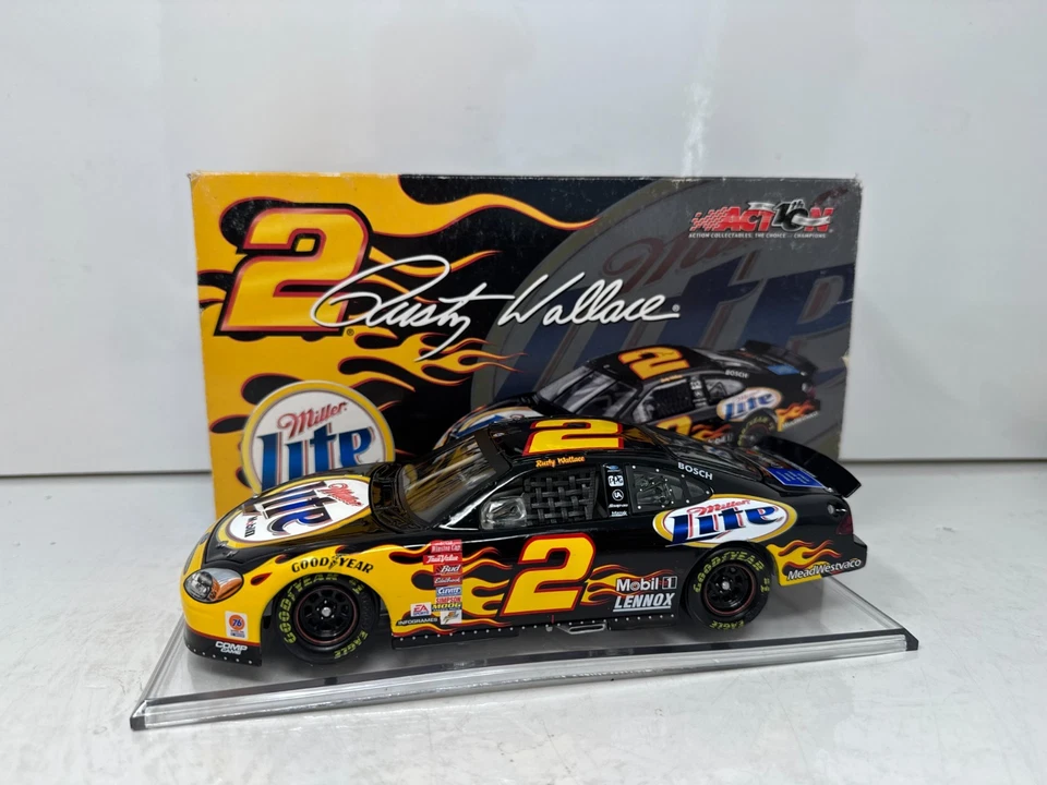 Acción Nascar #2 Rusty Wallace Miller Lite Negro 2002 Ford Taurus 1:24 Diecast Foto 3 de 4