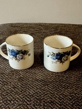 Two Small Coffee Mugs By Royal Albert Moonlight Rose Great Condition