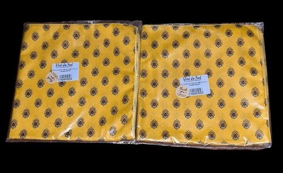 New Vent du Sud Vintage Cloth Napkins Mustard Yellow Cereales Safran 18 x18 