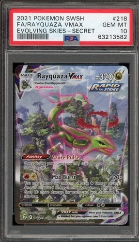 Pokemon Rayquaza VMAX Evolving Skies Secret Rare Full Alt Art #218 PSA 10