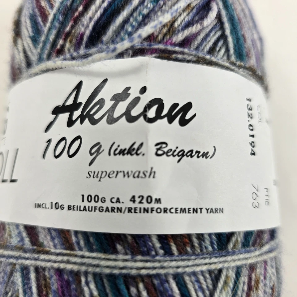 Skein Lang JaWoll Color Aktion Sock Yarn Superwash Wool  Nylon Blues 459 Yd - Image 3 of 4
