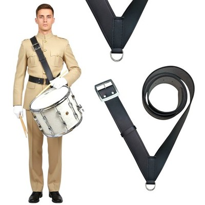 Premium SCHWARZ Leder Marching Snare Drum Sling Cross Gürtel verstellbar Drum Strap