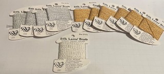 11 Rainbow Gallery Needlepoint Fiber Lot Silk Lame Braid 72% Silk Vintage
