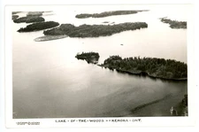 Aerial View Lake of the Woods KENORA Ontario Canada 1940-60 Lakewood Studio RPPC