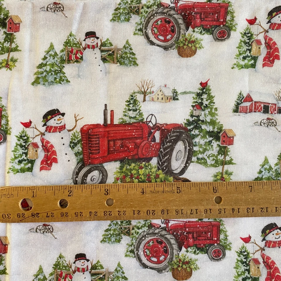 Tela de tractor muñeco de nieve Susan Winget acolchado algodón 33x44 Foto 2 de 4