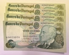 Portugal 🇵🇹 4 X 20 Escudos 1978 Consecutive Numbers   Unc. Lot P517