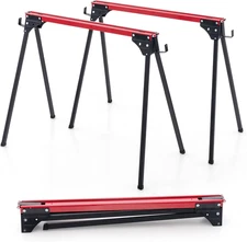 Goplus Saw Horses 2 Pack, 2200 LBS Heavy-Duty Folding Work Horse W/ 2X4 Brackets