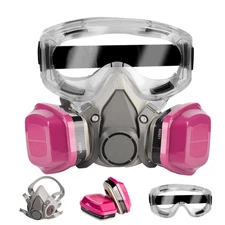 Half Face Gas Mask with Goggles Reusable Respirator with Filters for Spray Paint