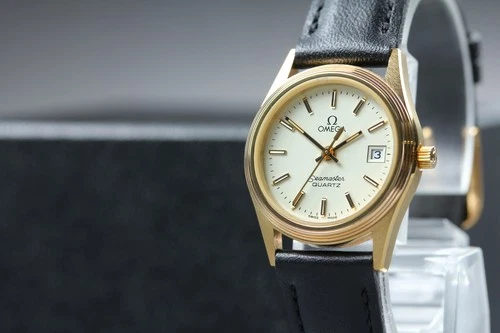 [Almost MINT] OMEGA Seamaster Cal.1380 Gold Cream Dial Quartz Women's Watch