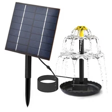 3-Tier Solar Bird Bath Fountain Water Pump Solar Powered Waterfall Feature fo...