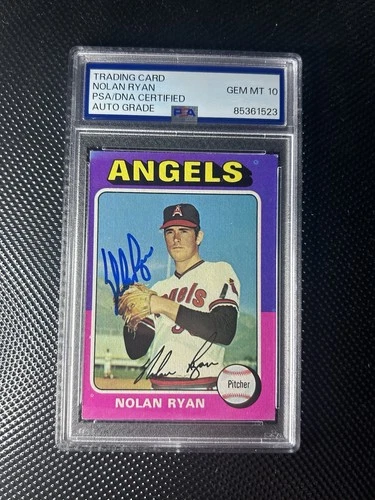 Nolan Ryan ANGELS RANGERS HOF Signed Autograph 1975 Topps Card # 500 PSA 10 Auto
