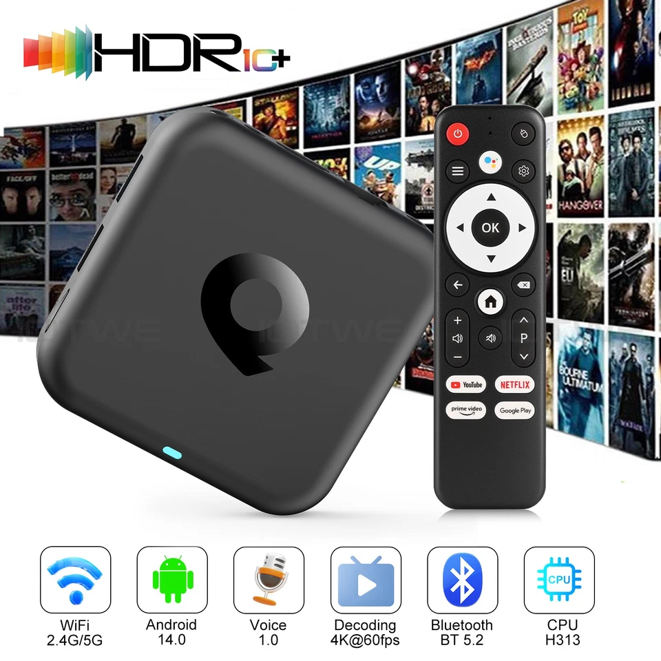 Android 14.0 Smart TV BOX 4GB 128GB WIFI6 Netzwerk Media Player Quad Core USB DE